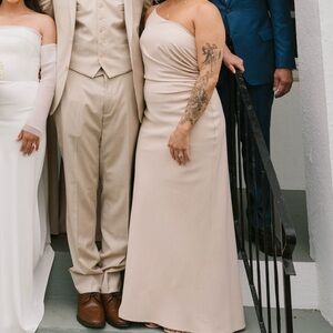 Tan bridesmaid dress